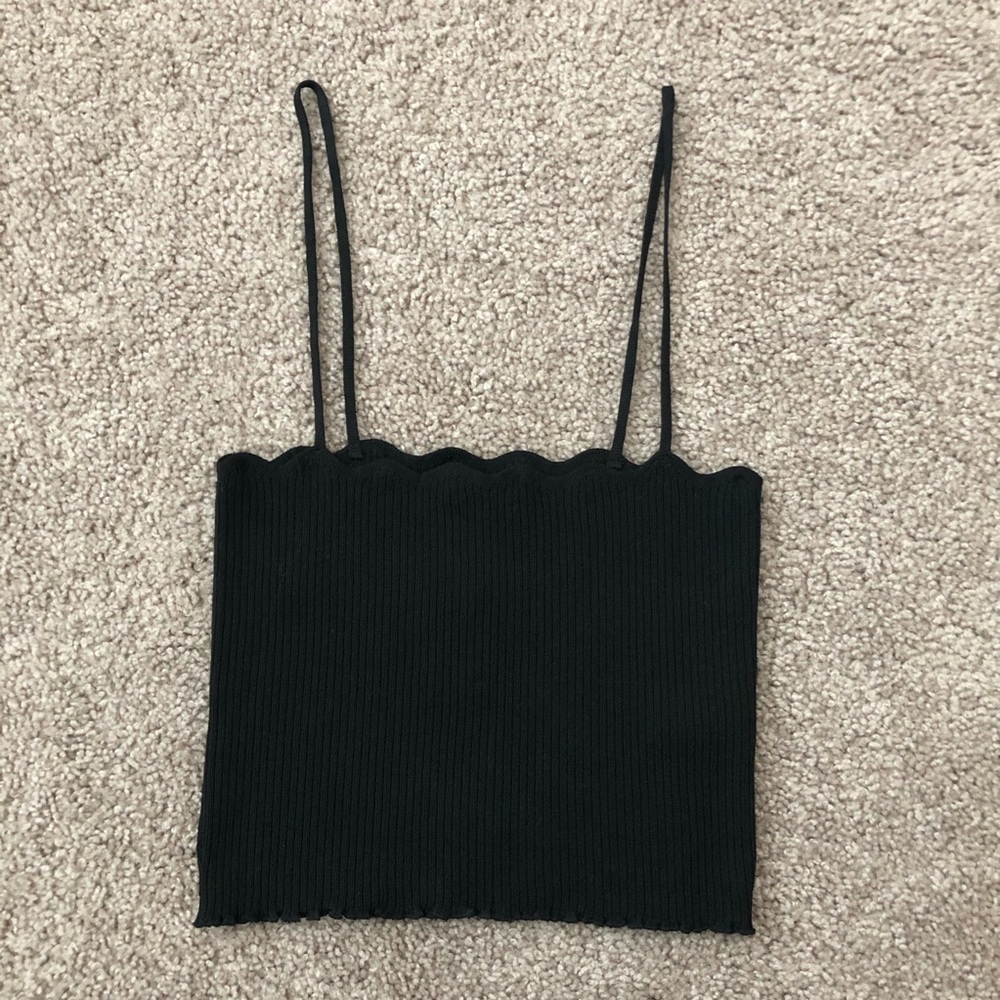 Zara Black Knit Cropped Tank Top - Picture 1 of 7